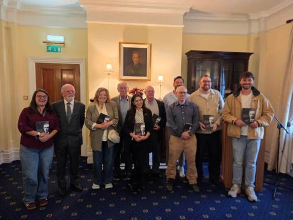 Left to right, most of the contributors to the publication: Caitlin White, Cathal MacSwiney Brugha, Mary Mac Diarmada, Pat McCarthy, Liz Gillis, Gerard Hanley, Aaron Ó Maonaigh, John Dorney, Gerard Shannon and Fergus O'Farrell.