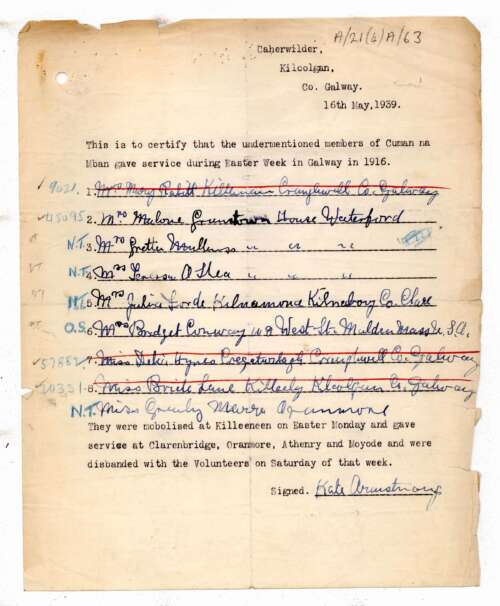 Cumann na mBan members in Galway 1916 (A21 4 A)